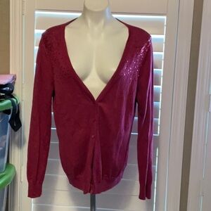 Merona Pink Cardigan Sweater with V-Neck and Sparkle